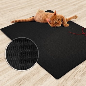 casa pura® Sisal Cat Mat, Black | Scratch Play Pad | Multiple Colour Options