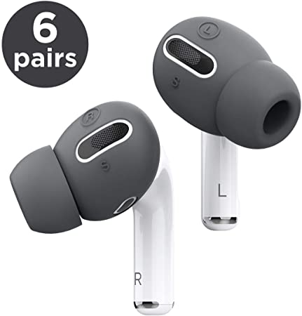 elago AirPods Pro Earbuds Cover Plus with Integrated Tips Designed for Apple AirPods Pro [Fit in The case] [6 Pairs: 2 Large   2 Medium   2 Small] (Dark Grey)