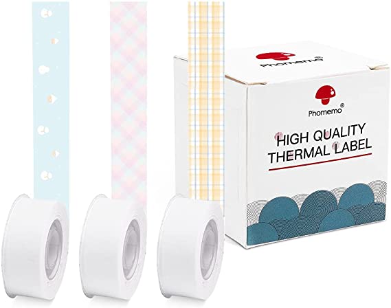 Phomemo Adhesive Thermal Paper, Pattern Continuous Paper, 15mmX6m (1/2 in X 20 Ft) for Phomemo D30 Cute Label Maker