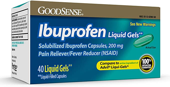 GoodSense Ibuprofen Liquid Gels 200 mg, Pain Reliever/Fever Reducer (Liquid Filled Capsules), 40 Count