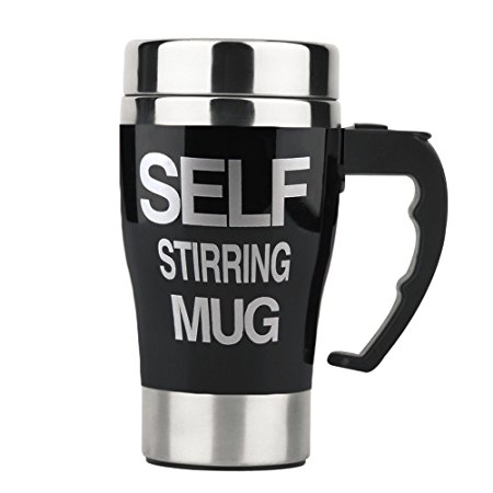 Smileto 350ml Portable Lazy Auto Self Stirring Mug Mixing Tea Coffee Cup Perfect For Office Home Gift (Black)