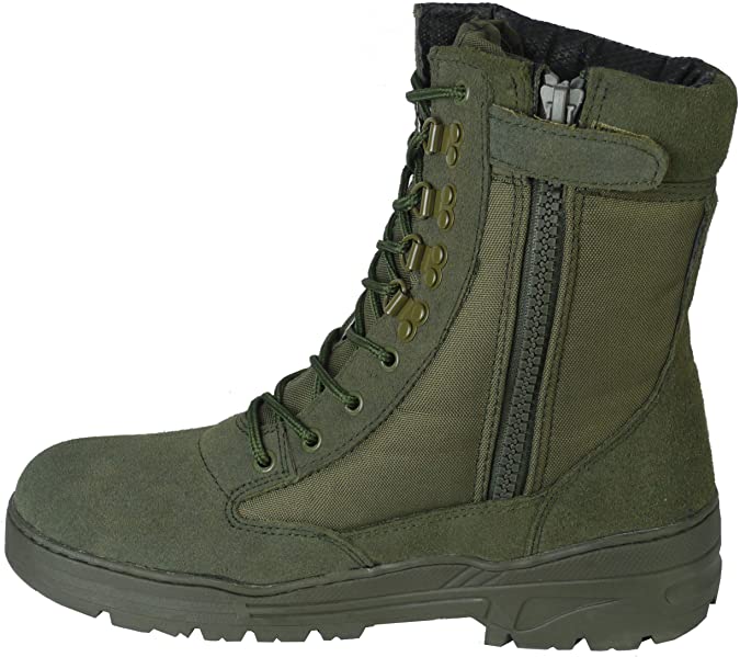 Savage Island Green Suede Side Zip Combat Boots