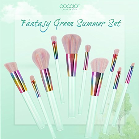 Docolor Makeup Brushes,10Pcs Professional Makeup Brush Set Synthetic Kabuki Foundation Blending Brush Midsummer Night Dream Brush Set