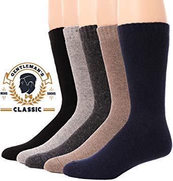 Mens Wool Dress Socks Thermal Heavy Thick Fuzzy Long Warm Boot Work Duty Winter Socks 5 Pairs