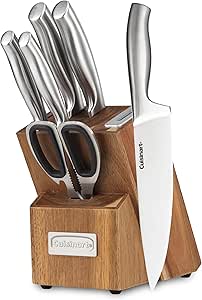 Cuisinart 7 Pc Stainless Steel Essentials Cutlery Block Set with Built in Sharpener