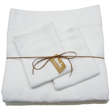 Linoto 100% Linen Bed Sheet Set 4 Piece, King, White