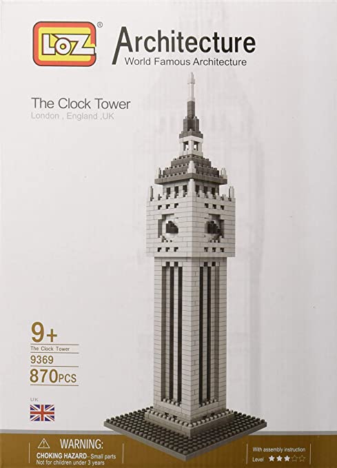 LOZ 9369 Micro Blocks, British Clock Tower Model, Small Building Block Set,(870 Pcs), Makes a Great Stocking Stuffer