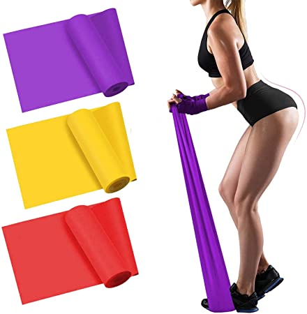 Resistance Bands Set - 3 Pack Latex Exercise Bands with 3 Resistance Levels, Skin-Friendly Elastic Bands with Carrying Pouch for Home Workout, Strength Training, Physical Therapy, Yoga, Pilates
