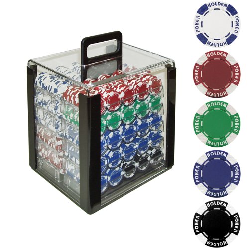 Trademark Poker 1000 Holdem Poker Chip Set with Acrylic Carrier, 11.5gm