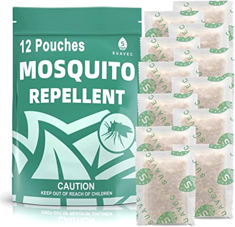 SUAVEC Mosquito Repellent for Patio, Mosquito Repellent Outdoor, Mosquito Repellents for Yard, Indoor Mosquito Repellant, Mosquito Control for Room, Mosquito Deterrent for Backyard, Camping-12 Pouches