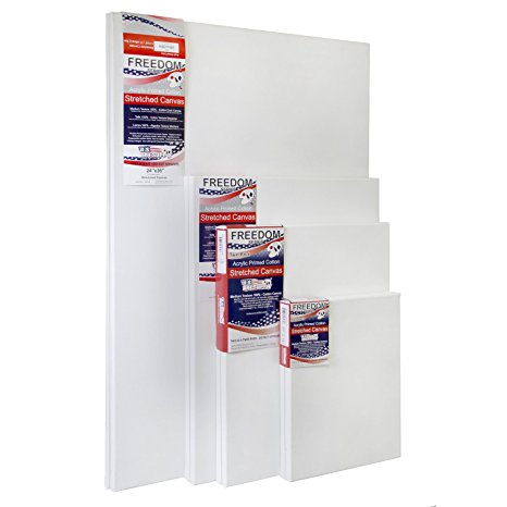 US Art Supply Professional Quality LARGE 12oz Primed Gesso Stretched Canvas Multi-pack - Great for Students and Professional Artists (This Kit Is for 8 Assorted LARGE Sized Canvases) 2 EACH OF 11x14, 16x20, 18x24, 24x36 ...
