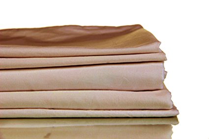 1000 Thread Count 100% Egyptian Cotton Luxury Deep Pocket Sheet Set (Queen, Brown)