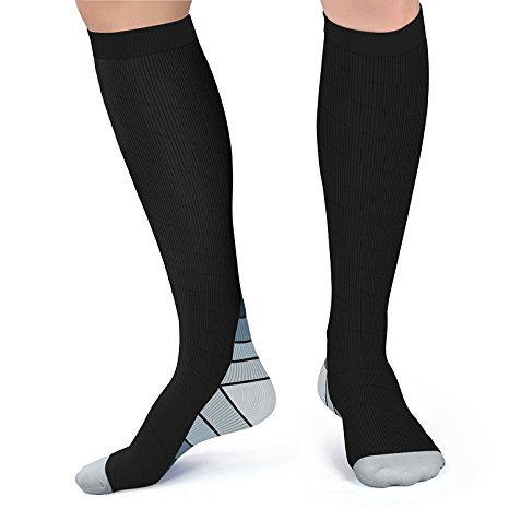 Compression Athletic Socks for Women Men 20-30 mmHg By JVSOLVY, Running Traveling Nursing Compression Sock