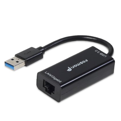 Fosmon USB 3.0 to RJ45 10/100/1000Mbps Gigabit Ethernet LAN Network Adapter AX88179 QF QFN68 Chipset (Black)