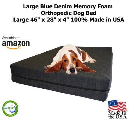 Large Dog Beds - L Orthopedic Memory Foam Pet Bed - 46" X 28" X 4" 100% Made in USA- Best Luxury Large Breed, Washable Pet Bed You Can Buy | 4 LB Memory Foam - Puppy Bed Too - Introductory Price (Chocolate / Tan (Microsuede), 4" Deluxe Memory Foam 4 lb USA Made)