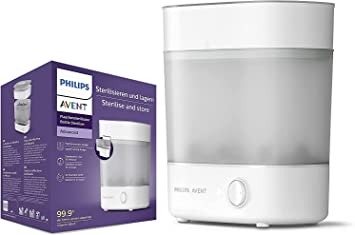 Philips Avent Advanced Bottle Steriliser, Kills 99.9% of Germs*, 10 min Sterilising Cycle - SCF291/01