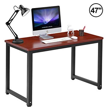 Computer Desk 47" Modern Simple Style Home Office Desk PC Laptop Study Writing Table for Home Office School, Teak   Black Leg (47.2" X 23.6" X 29.1")