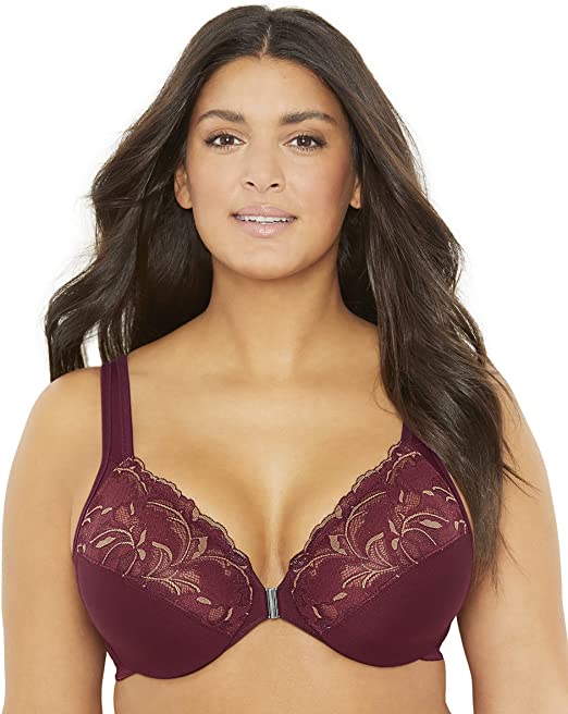 Amazon Brand - MxG - a Mae and Glamorise Collaboration - Women's Front Close Full Figure Plus Size Lace Underwire Bra