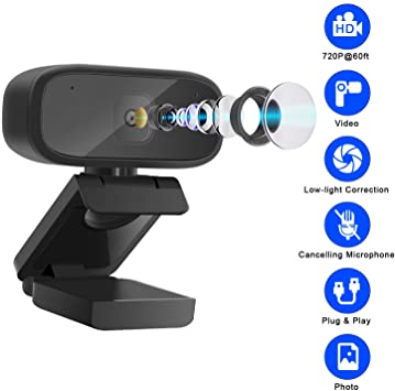 Innosinpo Webcam Ultra HD 720P【2020 Newest】 USB PC Webcam Light Correction Noise-Reducing Mic Gaming Computer Camera for Live Streaming, Gaming, Calling and Conferencing
