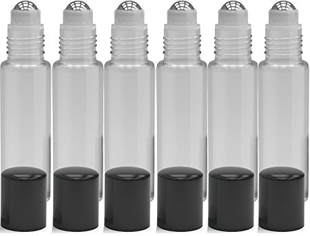 Kaith Empty Roll on Glass Bottles With Metal Ball Best Quality [STAINLESS STEEL ROLLER] 10ml (1/3oz)Glass Roller Bottle -Perfume and Cosmetic Bottle Set of 6 (Frosted White)