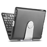 iPad case iPad keyboard case New Trent Airbender 10 Wireless Bluetooth Clamshell iPad Keyboard Case with 360 Degree Rotation and Multi-Angle Stand for iPad 4 iPad 3 and iPad 2 - Black and Silver1pc