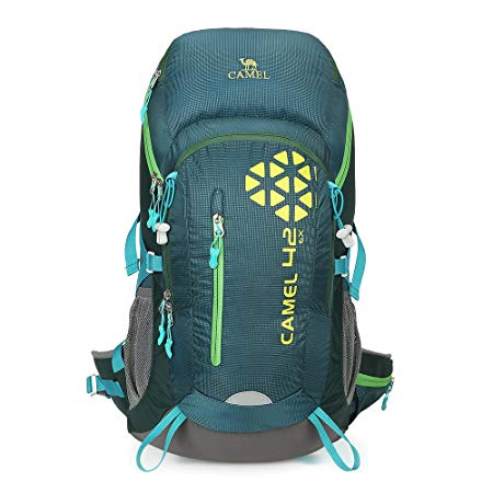 Camel 42L Internal Frame Backpack Backpacks for Backpacking Camping Hiking Travel Outdoor Large Lightweight Daypack with Rain Cover