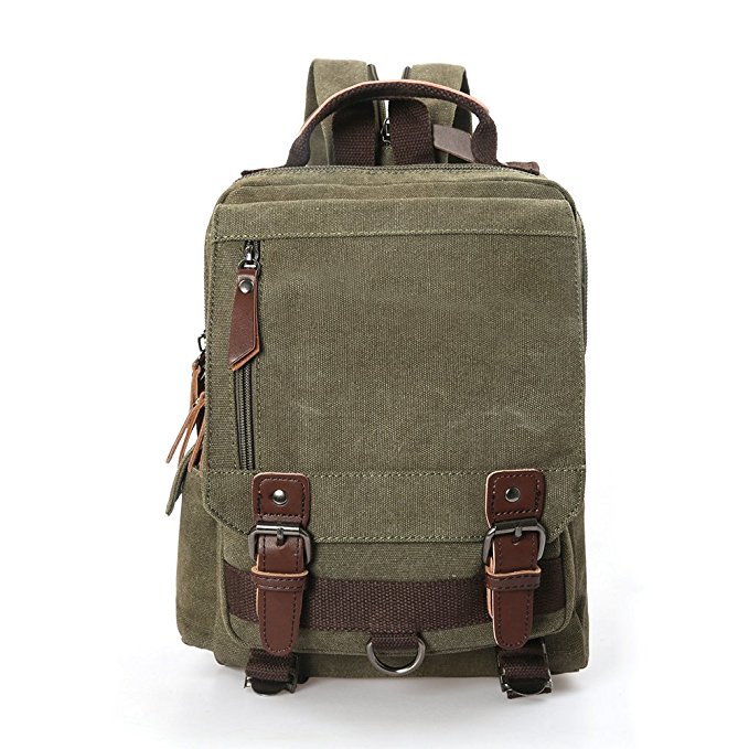 Small Canvas Travel Backpack Purse Rucksack One Strap Sling Cross body Messenger Bag