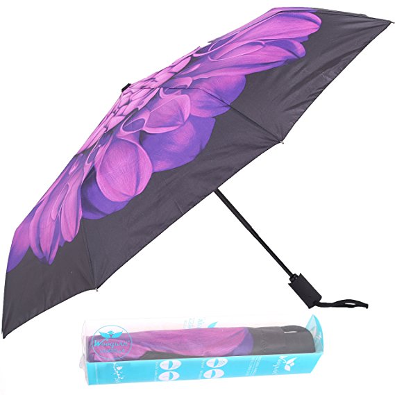 Woogwin Umbrella, Compact Rain Umbrella Windproof for Women Automatic Open/close Durability Travel Umbrella
