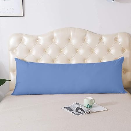 Body Pillow Cover Pillowcase 20 x 60 Zipper Closer 100% Organic Cotton 800 Thread Count Premium Medium Blue Body Pillowcases Pillow Covers, 20 x 60 inch