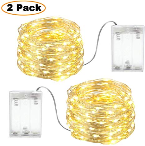 Fairy Lights Battery Powered Indoor, led Light Strings for Bedroom Warm White,Silver Wire 2 Packs 3m 30 LEDs Perfect for Christmas, Bedroom and Wedding Decoration etc. (3M 30LED)
