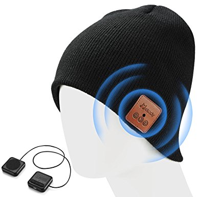 Bluetooth Beanie Music Hat Smart Beanie Headset 4.1 Wireless Bluetooth Beanie Cap Soft Warm Beanie Hat Built-in Microphone and HD Stereo with Hand-free Calling Music gift for Outdoor in Winter (Black)