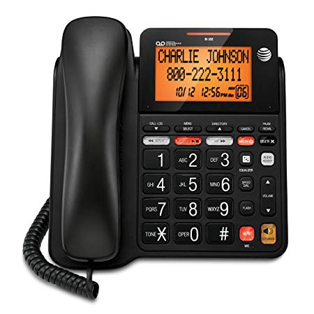 AT&T CD4930 Corded Phone with Answering System and Caller ID, Black