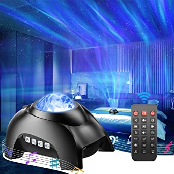 Star Projector, Rossetta Galaxy Projector for Bedroom, Bluetooth Speaker and White Noise Aurora Projector, Night Light Projector for Kids Adults Gaming Room, Home Theater, Ceiling, Room Decor (Black)