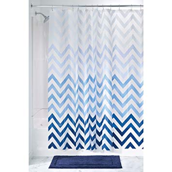 InterDesign 37380 Ombre Chevron PVC-Free 4.8 Gauge Peva Shower Curtain, 72" X 72", Blue