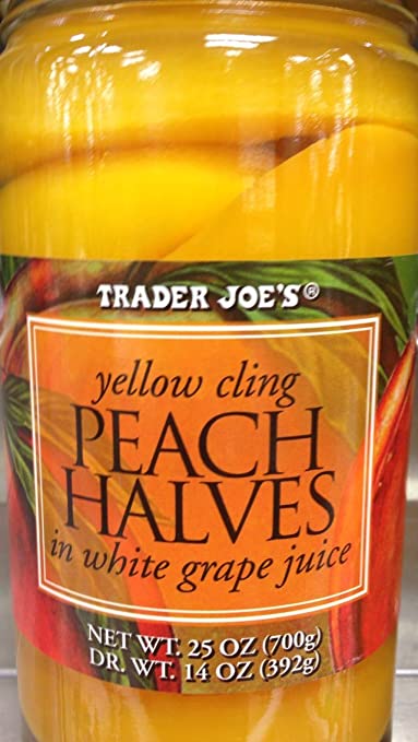 Trader Joes Yellow Cling Peach Halves in White Grape Juice