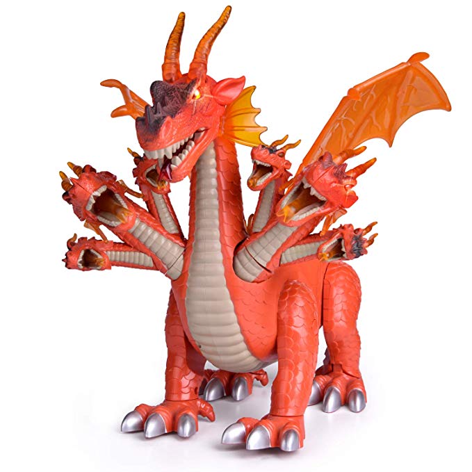 FunLittleToy Dragon Toys for Boys and Girls, 7 Headed Walking Dragon with Lights and Sounds, Gift Ideas for Kids