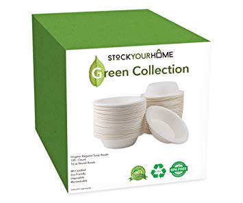 Compostable 16 Ounce Bagasse Bowls - 16 Oz Recyclable Bowls - Eco Friendly Dinnerware - Biodegradable (100 Pack)