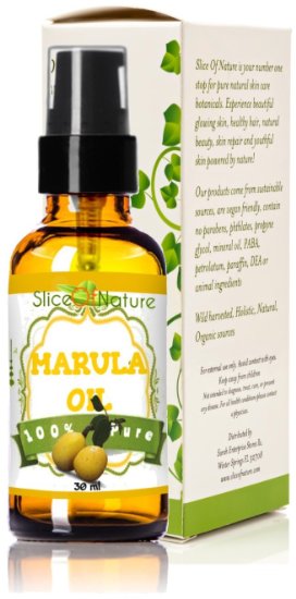 Marula Oil Pure Cold Pressed Wild Harvested Marula Oil for Face Hair Body By Slice Of Nature - Also Marula Oil for Hair Treatment - Marula Oil Organic Sourced 4 Ounce