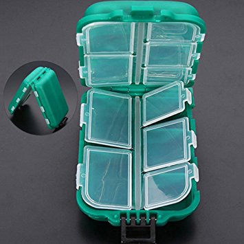 Yosoo Small 10 Compartments Waterproof Hard Fishing Tackle Box Case, Hooks Lure Baits Storage Box