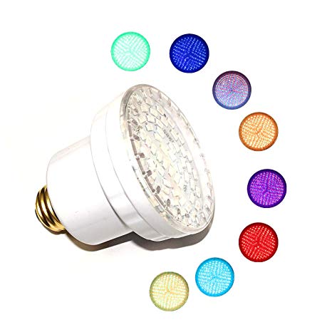 LAMPAOUS LED Pool Lights Bulb, RGB Muliti Color LED Spa Lights, E26 Base Par 56 Replacement Bulb 120VAC 15 Watt