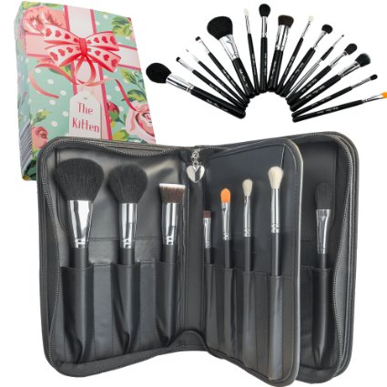 Professional Makeup Brushes By Bella and Bear. A Quality 15 Piece Makeup Brush Set with Deluxe Case to Protect Your Brushes, Lynx Kabuki Brush included. Makes a great gift for that special person.