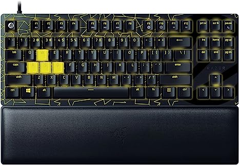 Razer Huntsman V2 TKL Tenkeyless Gaming Keyboard: Fast Linear Optical Switches Gen2 w/Sound Dampeners & 8000Hz Polling Rate - Detachable TypeC Cable - UV-Coated ABS Keycaps - Wrist Rest - ESL Edition