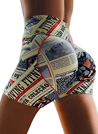 FARYSAYS Women's Tie Dye High Waisted Tummy Control Athletic Yoga Shorts Butt Lifting Workout Running Short