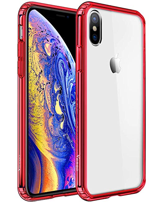 Mkeke Compatible with iPhone Xs Max Case, Clear Anti-Scratch Shock Absorption Cover Case iPhone Xs Max Red