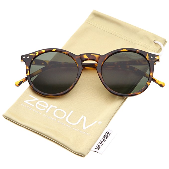 zeroUV - Retro Horn Rimmed Keyhole Nose Bridge P3 Round Sunglasses 49mm