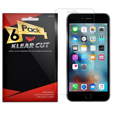 Klear Cut [6 Pack] - Screen Protector for Apple iPhone 6S Plus 5.5" - Lifetime Replacement Warranty - Anti-Bubble & Anti-Fingerprint High Definition (HD) Clear Premium PET Cover - Retail Packaging
