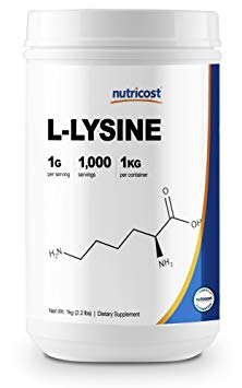 Nutricost L-Lysine Powder 1KG (2.2lbs) - Pure L-Lysine, Non-GMO, Gluten Free