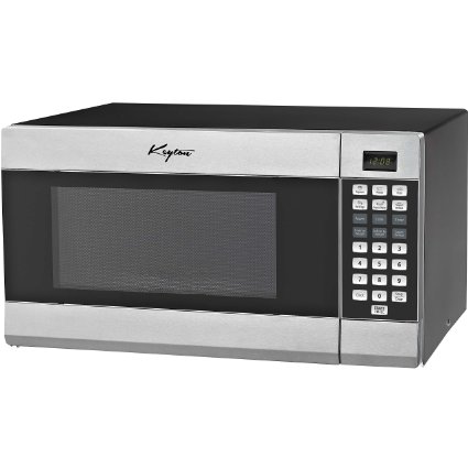Stainless Steel Microwave Oven - 6 Instant Cooking Settings & 10 Power Levels With A Digital Display, Built In Clock & Child Safety Lock, UL Approved - 1.1 Cubic Feet - By Keyton