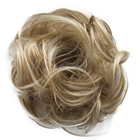 PRETTYSHOP Scrunchie Bun Up Do Hair piece Hair Ribbon Ponytail Extensions Wavy Curly or Messy Various Colors(bleach blonde 25T613)