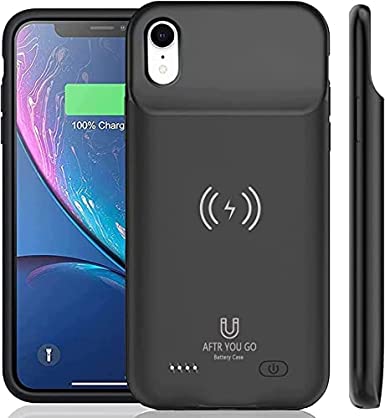 AFTRYOUGO Battery Case for iPhone XR(6.1 Inches), Qi Wireless Charging Compatible, 7000mAh Slim Extended Rechargeable External Black Pro Model:XDL-640MW